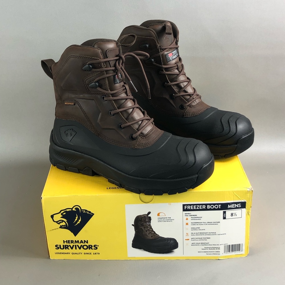 Herman Survivors Men’s Brown Insulated Freezer Work Boots Size 8.5